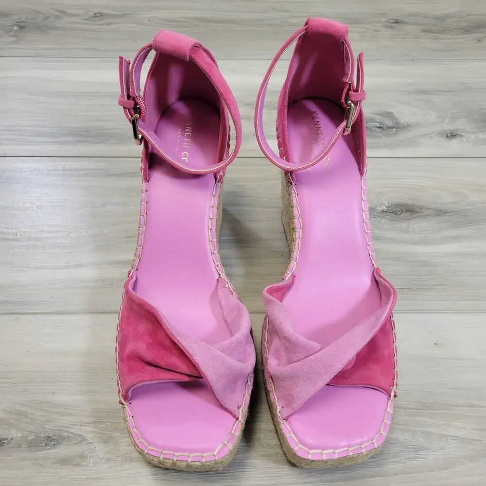 Kenneth Cole Sol Sandals Women's 11 Pink Espadrille Wedge